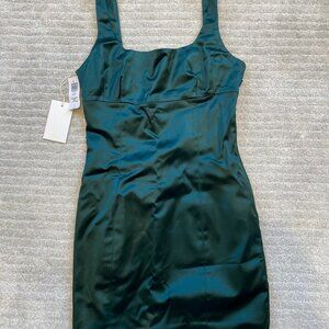 NWT Dark Green Wilfred Shine Satin Mini Dress